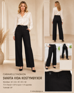 ✨ SVARTA VIDA KOSTYMBYXOR FRÅN CARAMELLE FASHION – ELEGANTA, FÖLJSAMMA & TIDLÖSA ✨(EJ BYTE,RETURRÄTT)