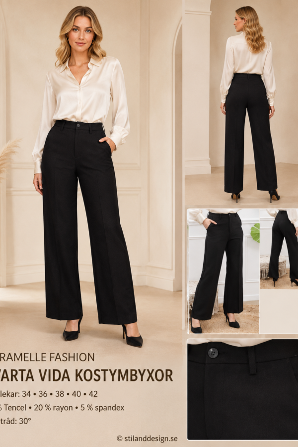 ✨ SVARTA VIDA KOSTYMBYXOR FRÅN CARAMELLE FASHION – ELEGANTA, FÖLJSAMMA & TIDLÖSA ✨