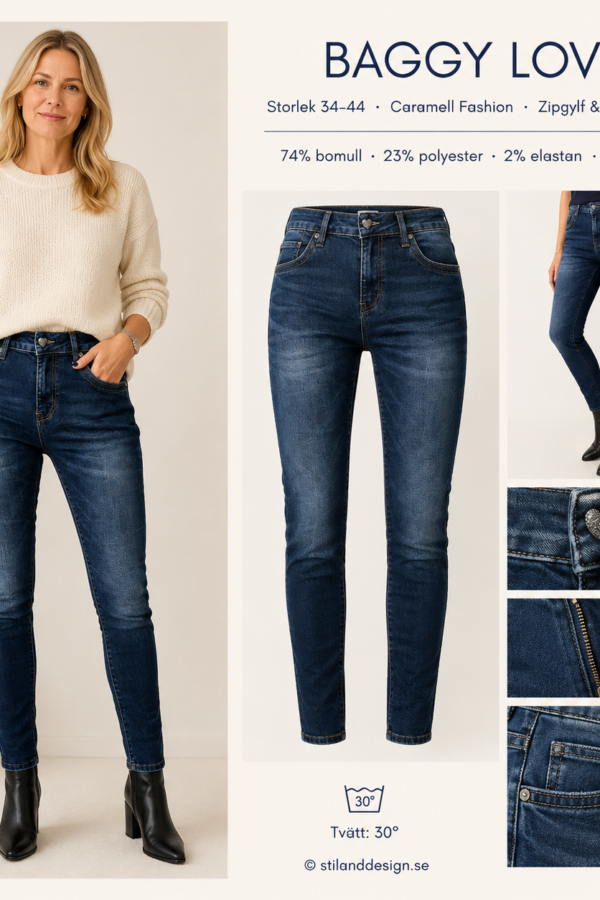 💙 Baggy Love – jeans med glittrande hjärta från Caramell Fashion