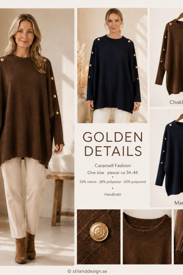 ✨ Golden Details – elegant ponchotröja från Caramell Fashion