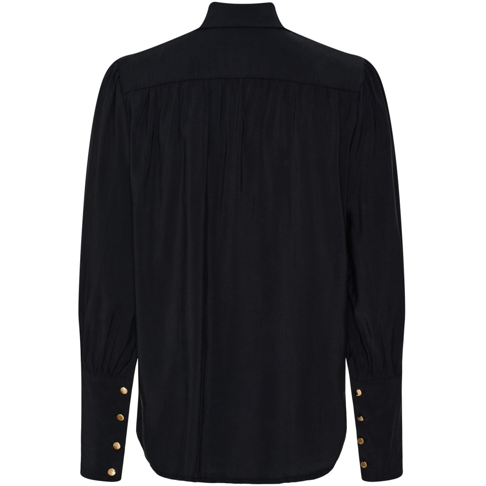 Fin svart skjortblus med guldknappar