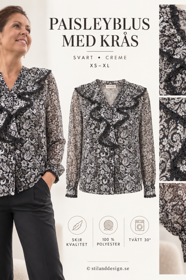 🖤 Paisley Romance – skir blus med krås och spets