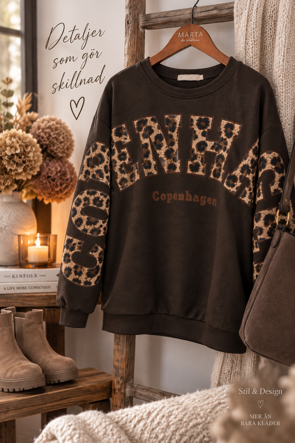 Härlig och cool sweatshirt med Copenhagen tryck i leomönster
