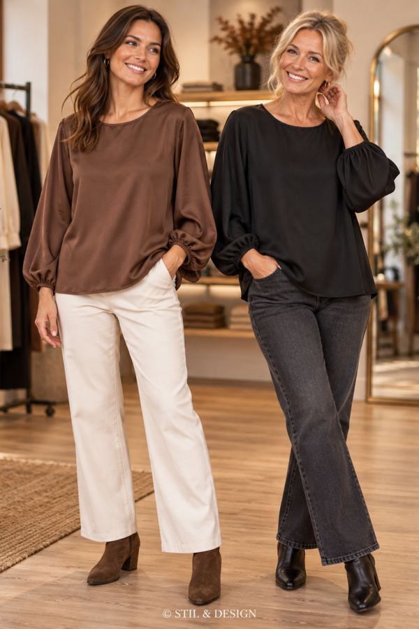 🤎 Elegant blus med ballongärmar från Train of Trend
