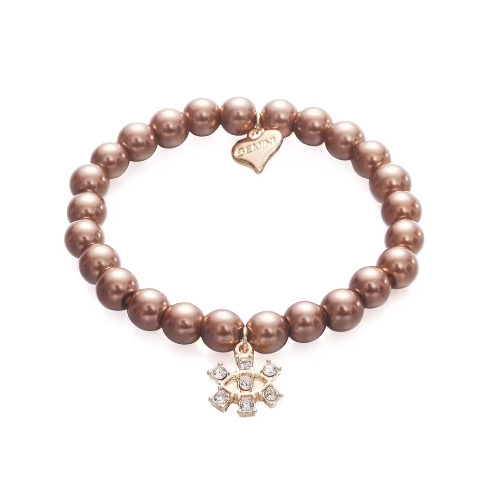 Armband med glansfulla pärlor i mörk nougat