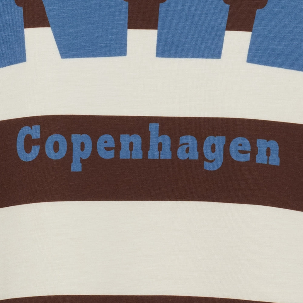 Copenhagen tröja med brun rand och blå text