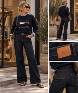 Fräcka toxikjeans i mörk denim med fejkfickor bak