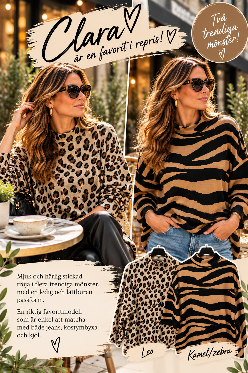 🐆 Clara – mjuk stickad tröja i trendiga djurmönster ✨