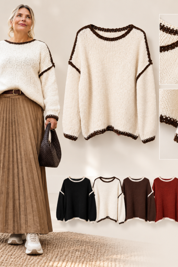 🧶 Contrast Chic – stickad tröja från Train of Trend(EJ BYTE,RETURRÄTT)